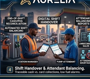 Digital Shift Handover, Pump Attendant Balancing & Cash Audit